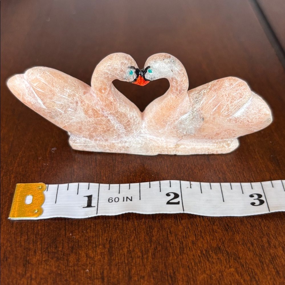 Hubert Pincion Carved Stone Swan Pair Zuni Style Fetish Sculpture  3.5” - Picture 3 of 6